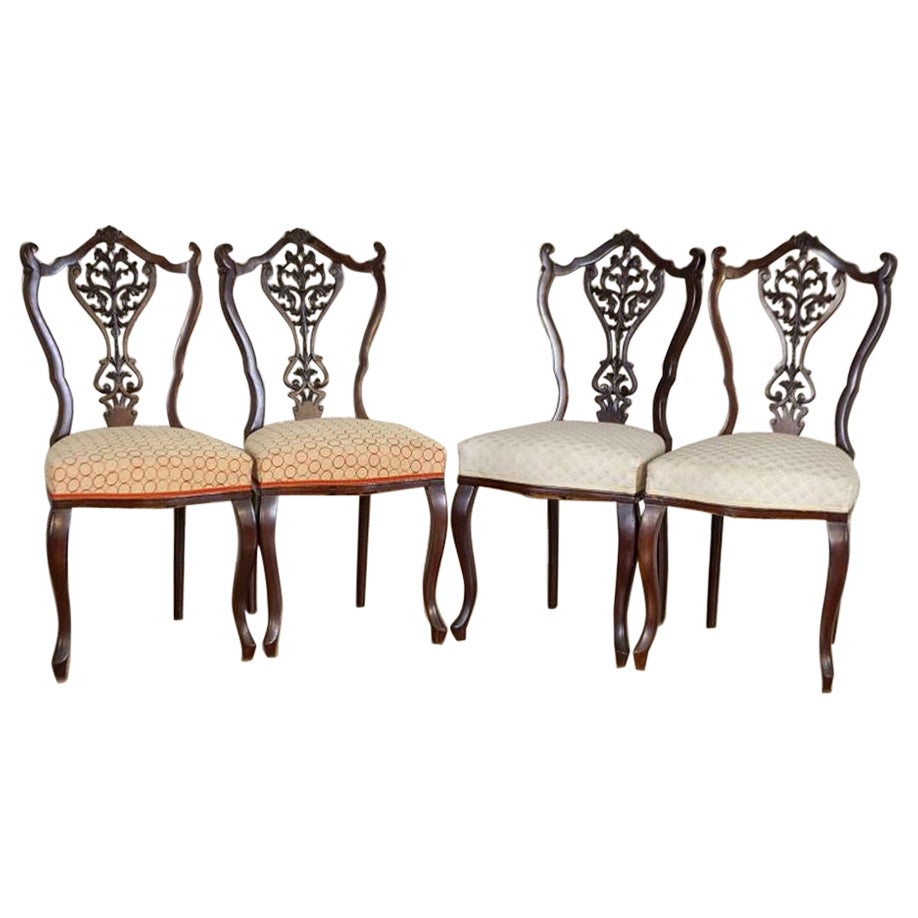 Set di sedie in frassino Luigi XV del XIX secolo con schienale traforato