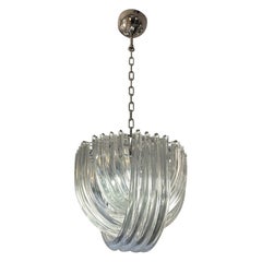 Murano Curved Crystal Chandelier Attributed to Carlo Nason