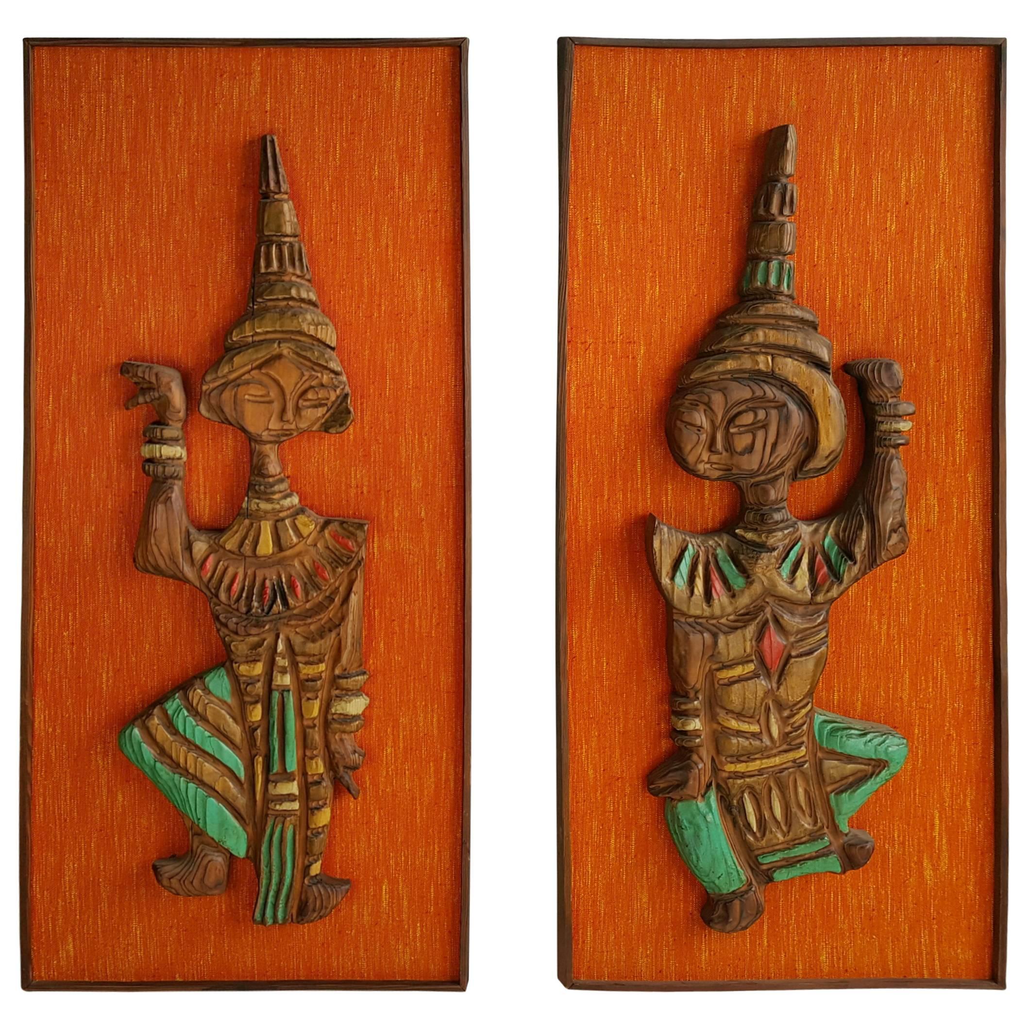 Monumental Mid-Century Modern Witco Teki Wall Plaques "Dancer's"