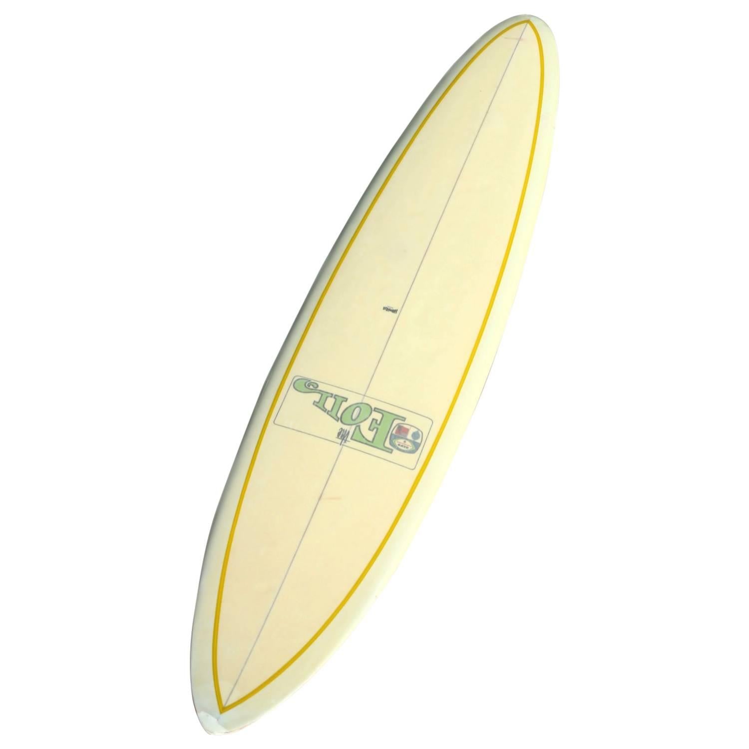 Original clear deck Bing Foil Hawaii Surfboard with glassed in fin, circa 1965 For Sale