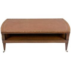 Art Deco Mahogany Satinwood Coffee Table with Leather Top