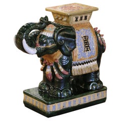 Mid-20th Century Malaysian Hand Painted Faience Elephant Garden Seat