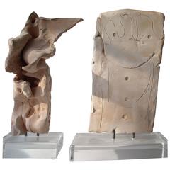 Emerson Woelffer Clay Sculptures, Abstract, Signed and Dated 1
