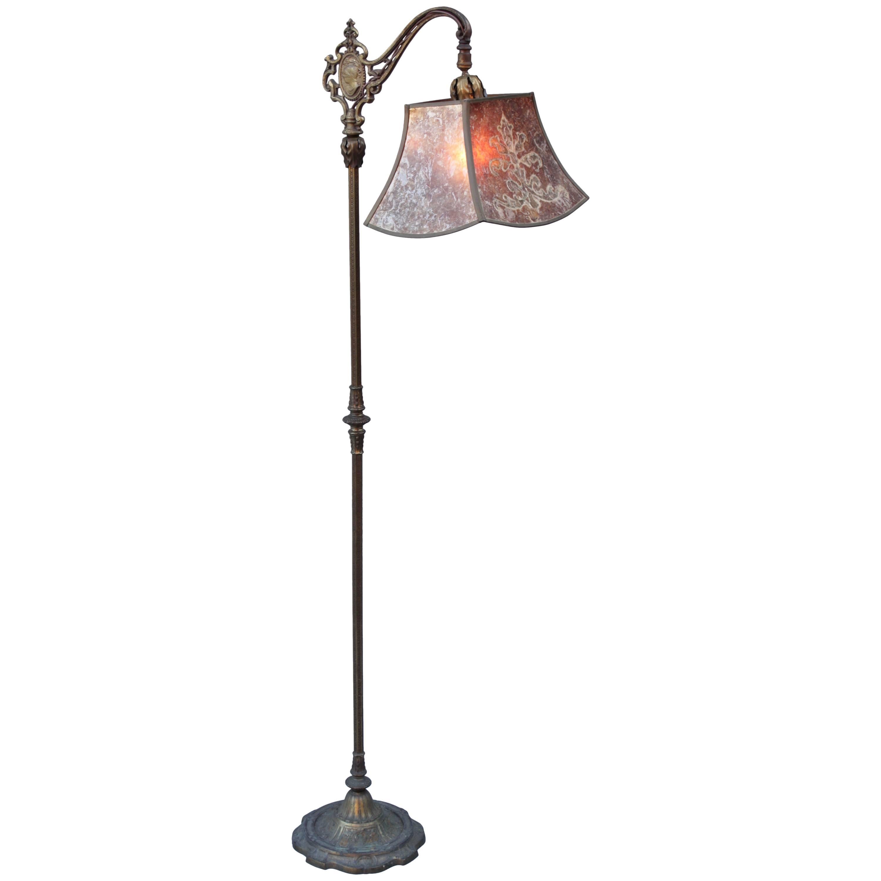 1920s Spanish Revival Floor Lamp with Exceptional Original Mica Shade