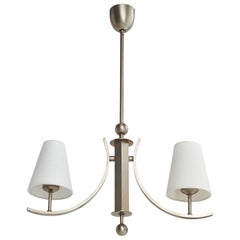 WMF, Chandelier, Nickel, Fabric, Germany, 1920s