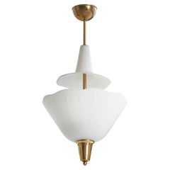ASEA, Pendant Light, Brass, Glass, Sweden, 1940s