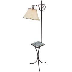 Wrought Iron Floor Lamp with Tile Table California Monterey Period