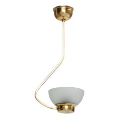 Design suédois, lampe à suspension, laiton, verre, Suède, années 1940
