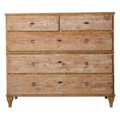 Large Swedish Gustavian Style Chest on Chest, Handmade with Original Paint