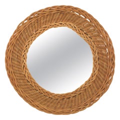Miroir rond en osier tressé artisanal espagnol