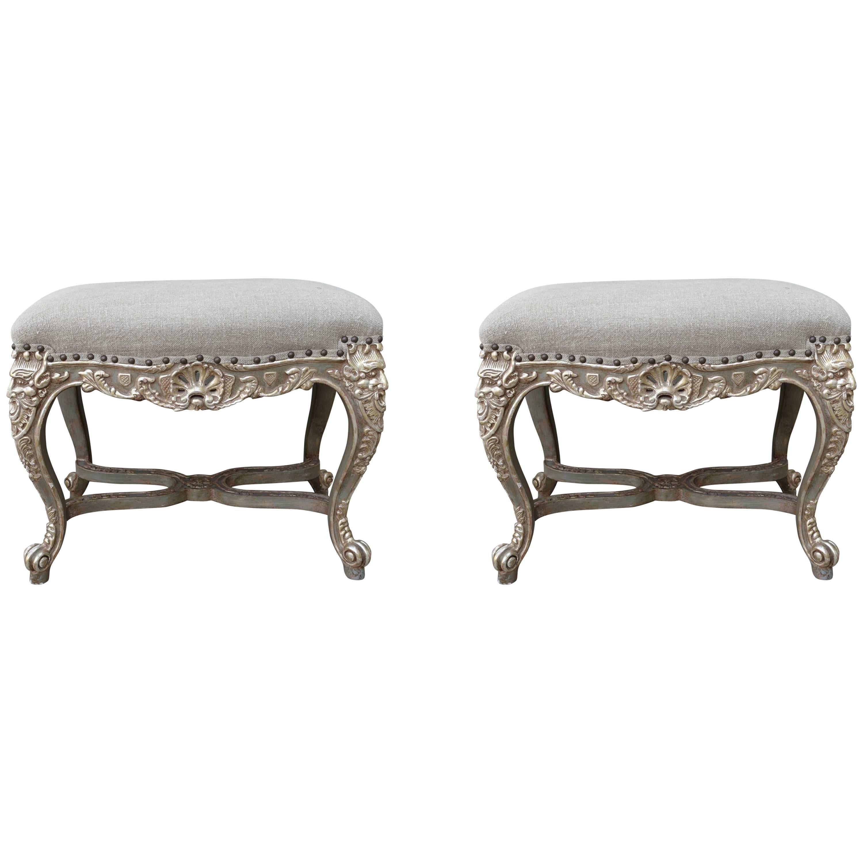 Pair of French Rococo Style Benches