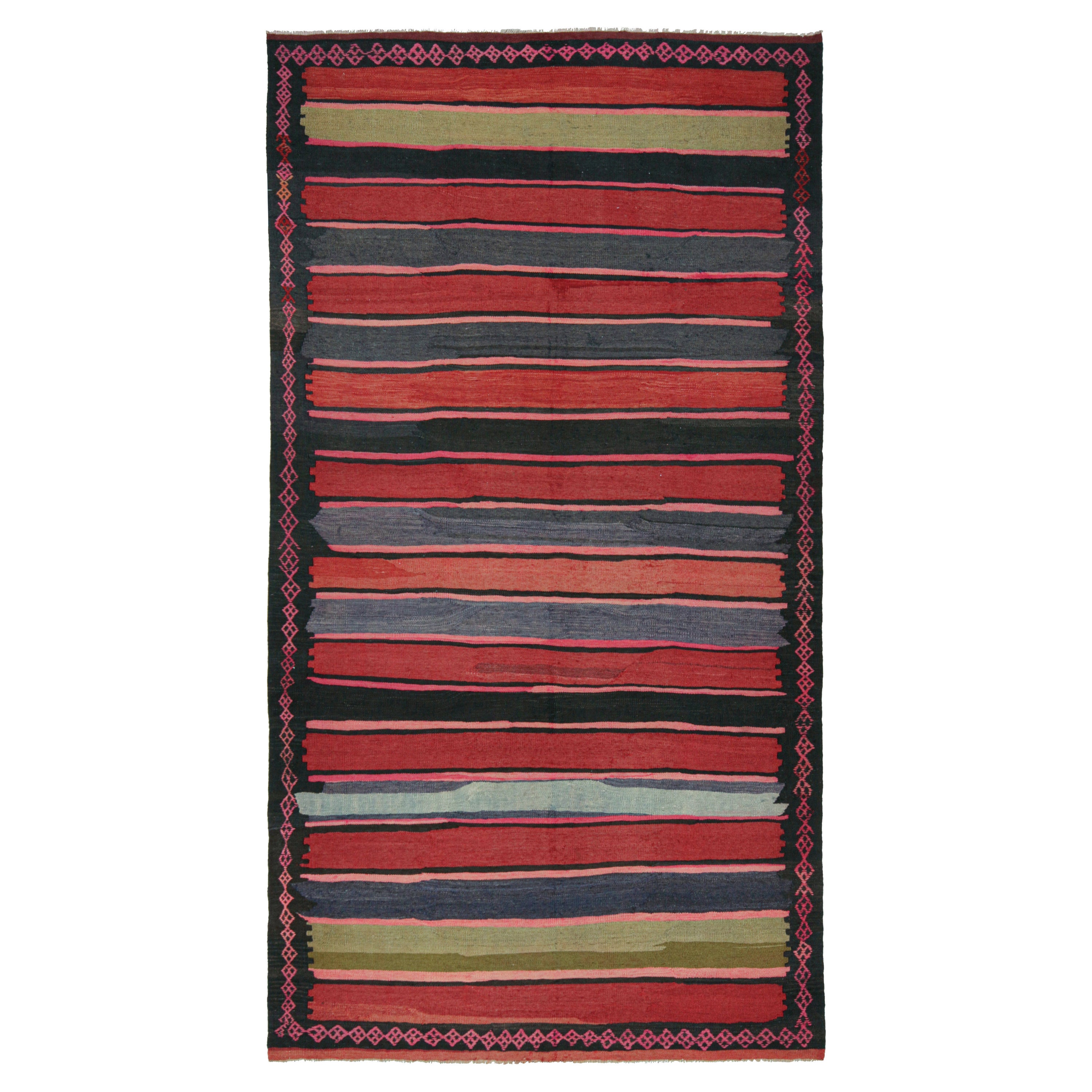 Vintage Shahsavan Persian Kilim in Red with Multicolor Stripes, from Rug & Kilim