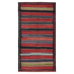 Vintage Shahsavan Persischer Kelim in Rot mit mehrfarbigen Streifen, von Rug & Kilim