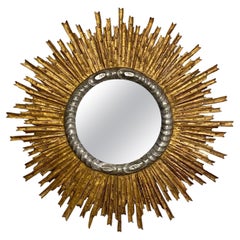 Grande specchio francese d'oro e d'argento dorato a raggiera o a stella (diametro 37 1/4)
