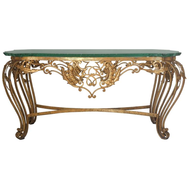 Italian Gilt Wrought Iron Coffee Table For Sale at 1stdibs