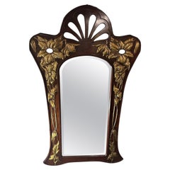 Mirror Jugendstil, Art Nouveau, Liberty, France, Materials: wood and mirror