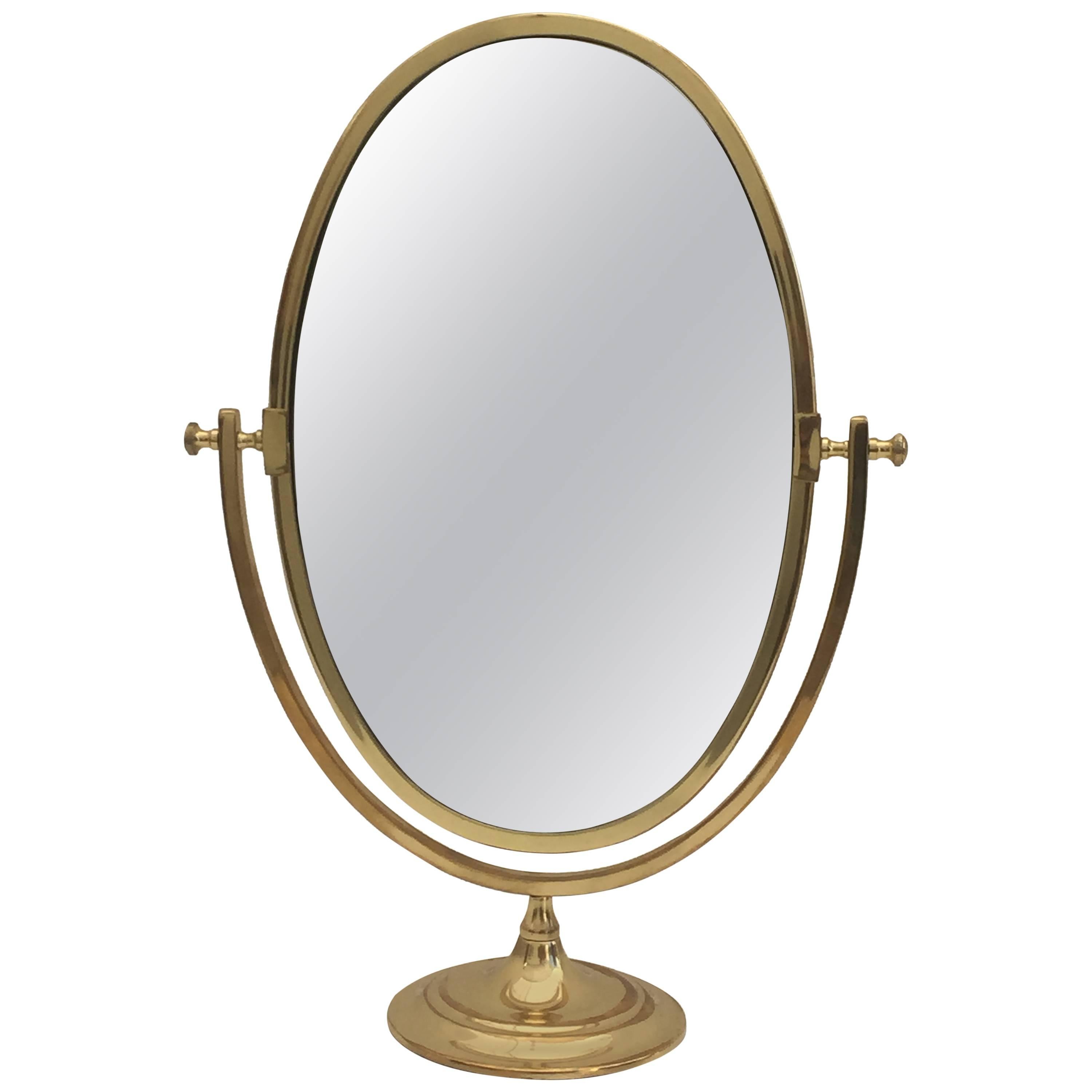 Oval Brass Vanity Mirror