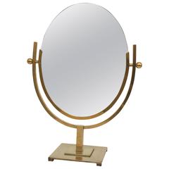 Double-Sided Oval Brass Vanity Mirror