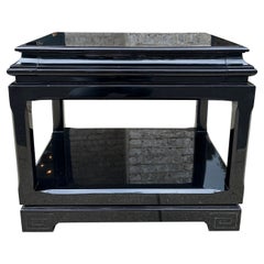 Vintage Ralph Lauren Chinoiserie Black Lacquered Pagoda Style End Table