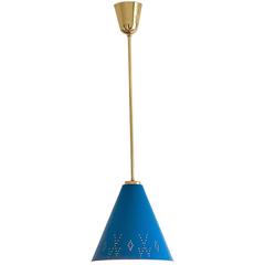 Rare Blue Paavo Tynell K2-59 Pendant for Idman, Finland, 1950s