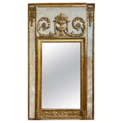 Antique French Carved and Parcel Gilt Trumeau Mirror