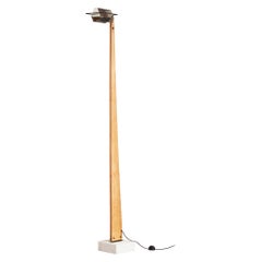Italienische Stehlampe aus Holz mit Sockel aus Travertin