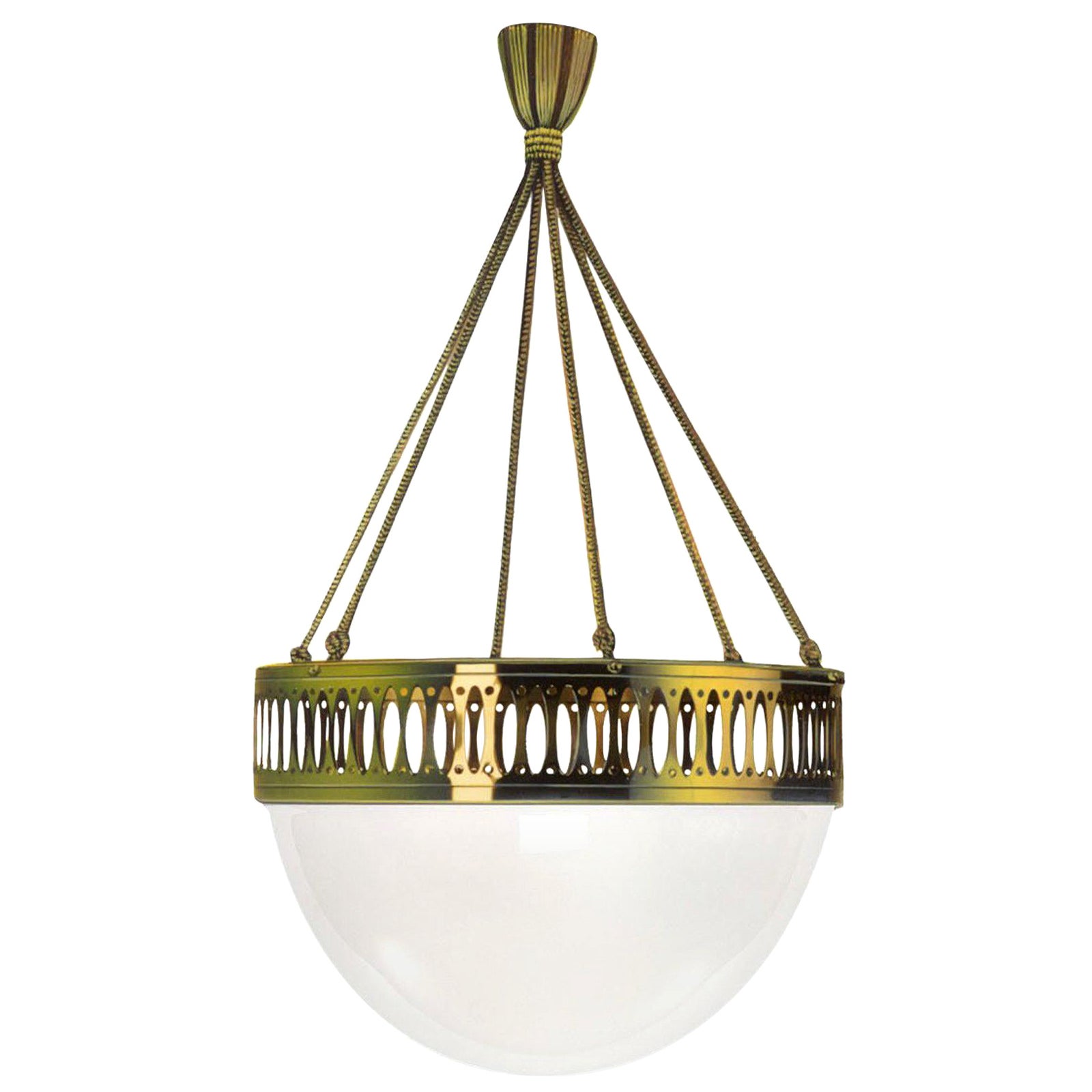 Wiener Werkstätte Lustre en verre opalin et postiches Réédition