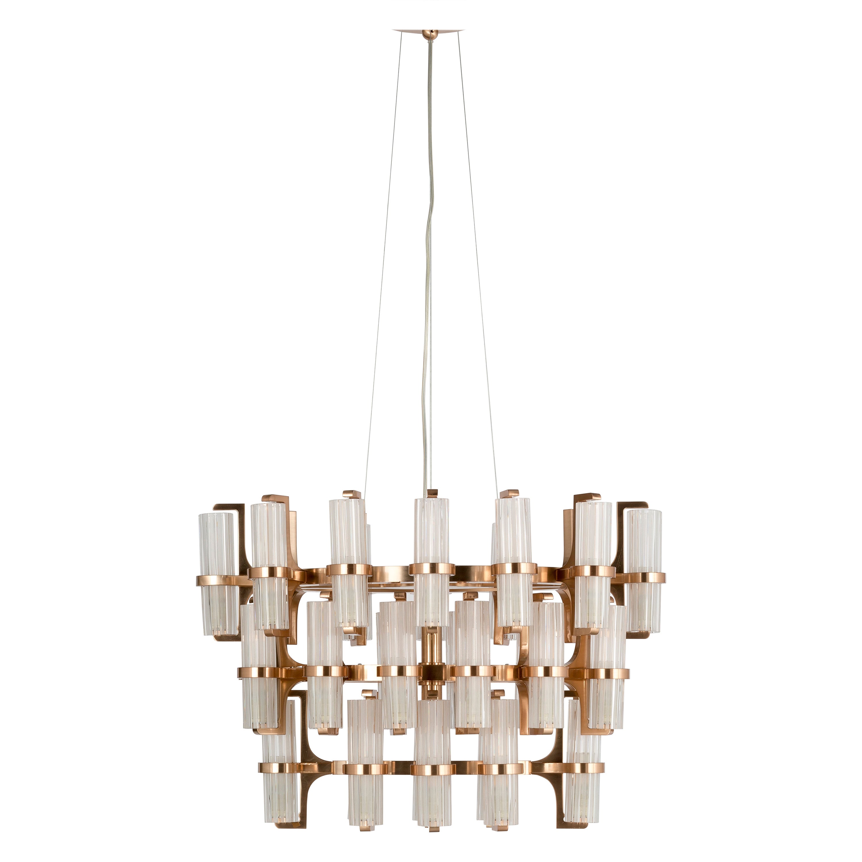 Soave modern rose gold chandelier, crystal lampshades For Sale