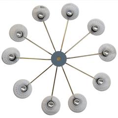 G.C.M.E, Aluminum and Brass Wall Light, Italy 1960
