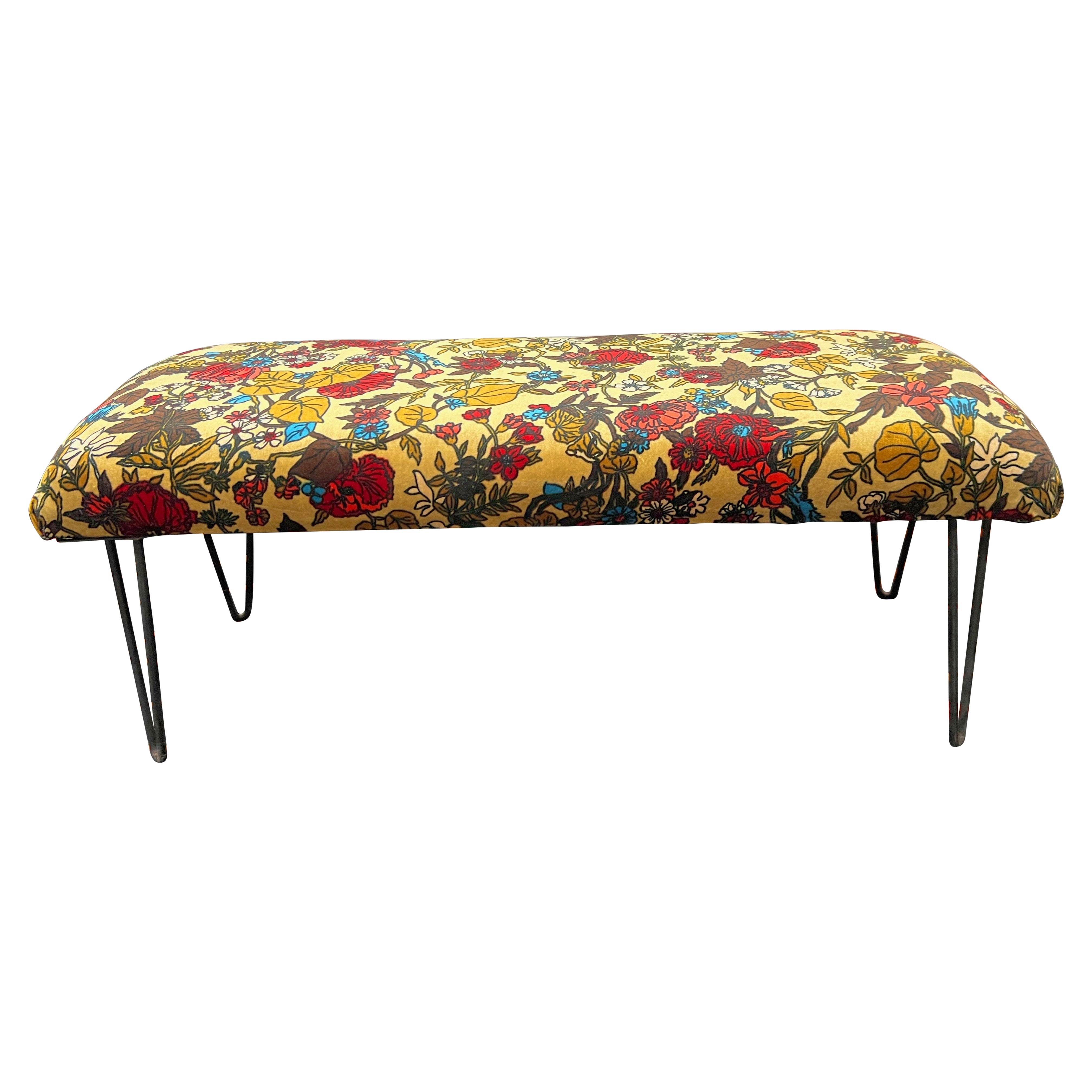 1960s Jack Lenor Larsen Style Upholstered Bench