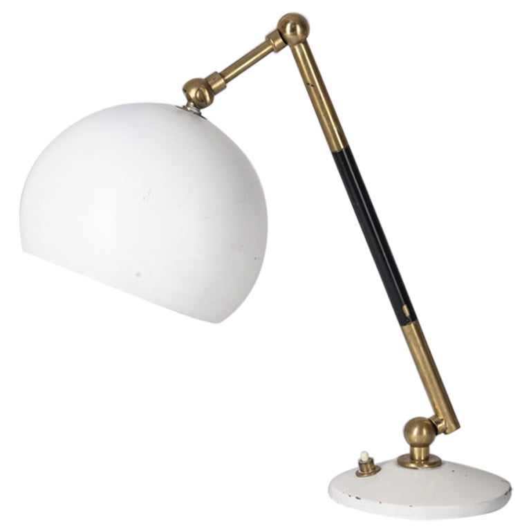 Vintage 1960s brass and white metal table lamp Italian design