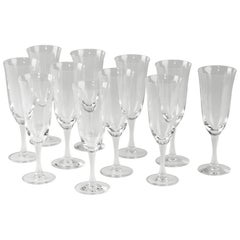Set di 11 bicchieri da champagne in cristallo - Lalique Francia - Modello Barsac