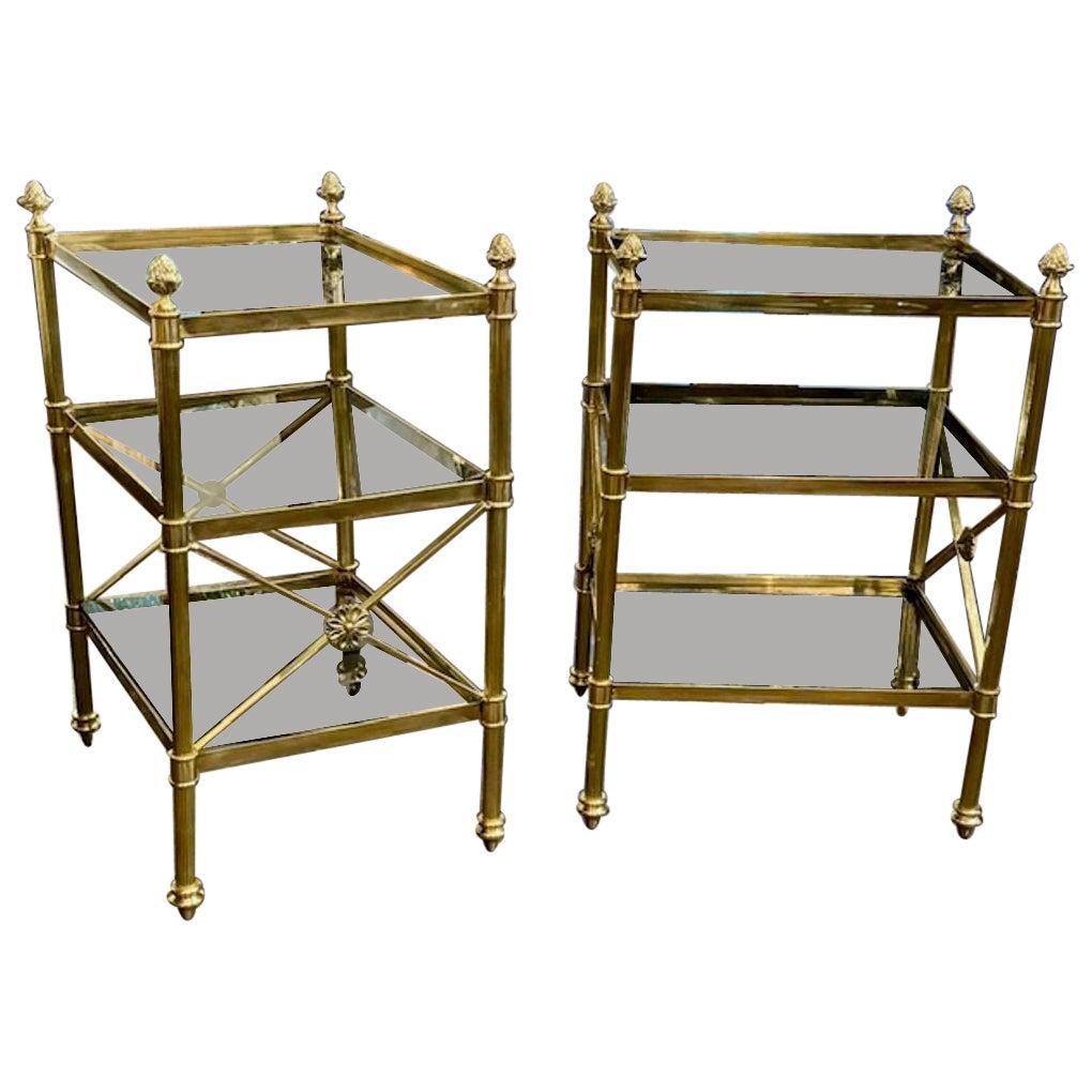Pair of Jansen Manner Brass Side Tables