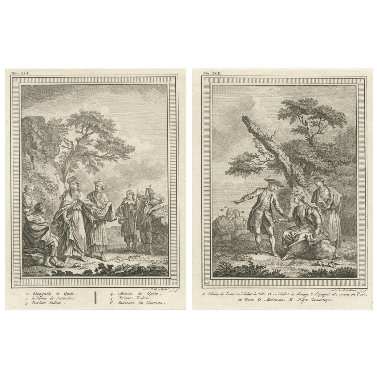 Grabados etnológicos del siglo XVIII de peruanos y ecuatorianos en venta