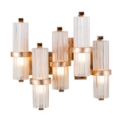 Soave 5-light modern rose gold wall sconce, crystal shades