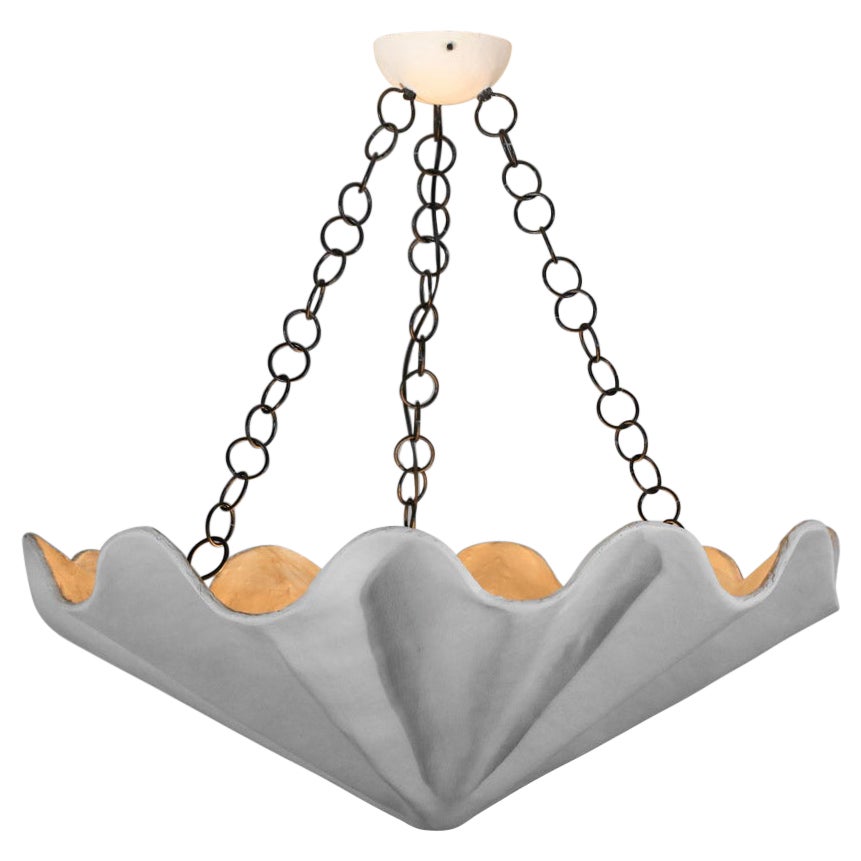 Large modern plaster shell chandelier in style of Diego Giacometti