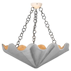 Large modern plaster shell chandelier in style of Diego Giacometti