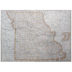 Gran Mapa Antiguo Original de Missouri, EE.UU., 1894