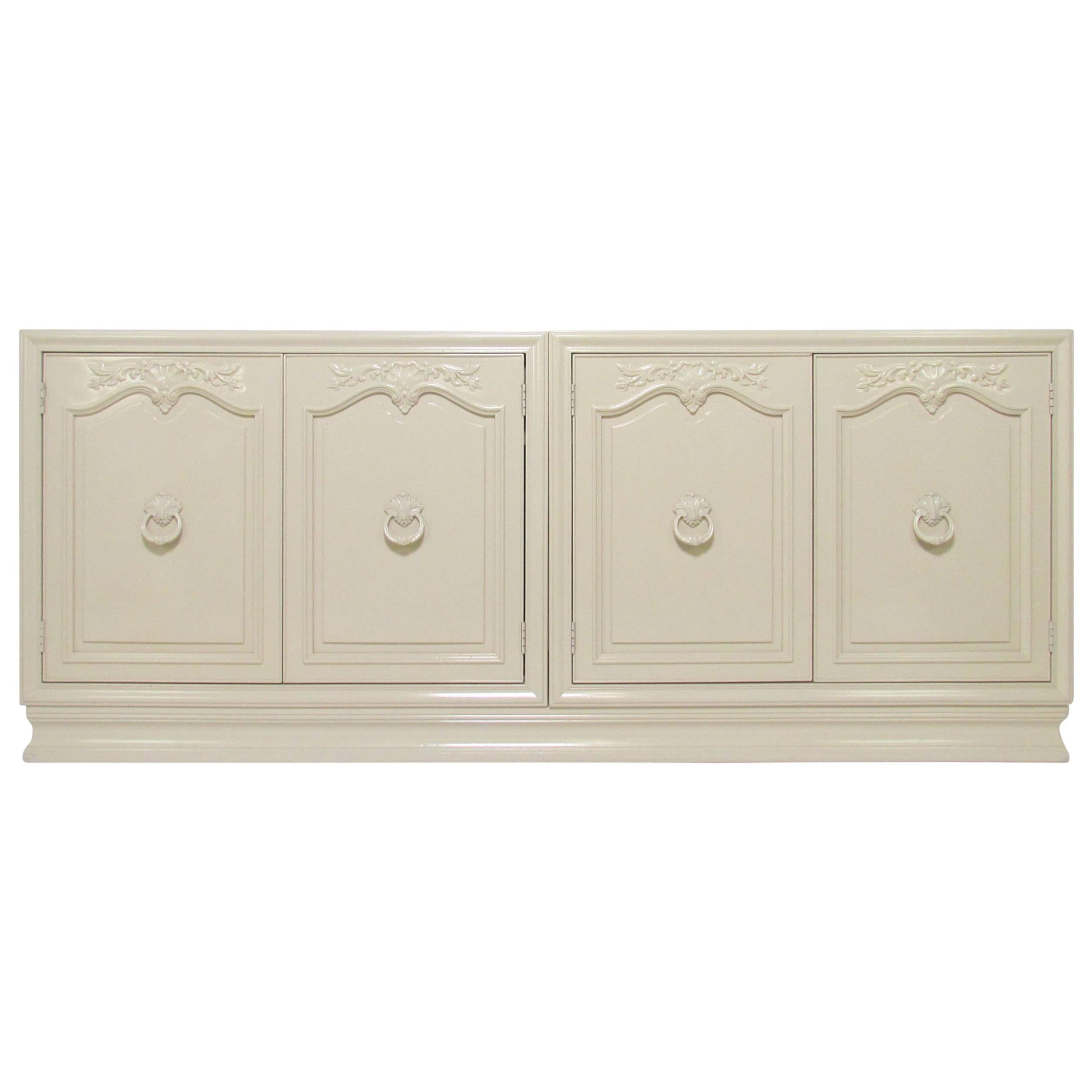 Classical Revival Mid-Century White Lacquered Sideboard Credenza by Henredon