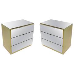 Pair of Mirrored Two Tone Nightstands by Ello
