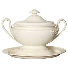 Antique Creamware Covered Soup Tureen and Stand, Circa 1800