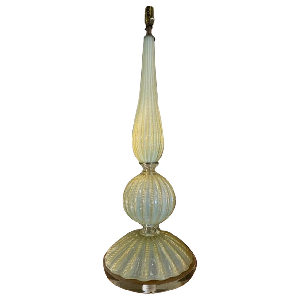 Large Scale Murano Opalescent and Gold Lamp For Sale