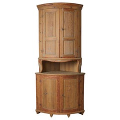 Antique Swedish Gustavian Corner Cabinet, Genuine Rustic Country Furniture