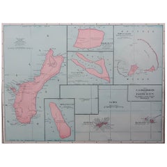 Mapa Antiguo Original de las Posesiones de EE.UU. en el Océano Pacífico, C.1900