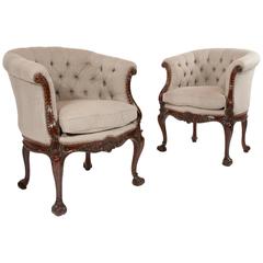 Important Antique Pair of Mahogany Shaped Armchairs