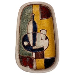 Cendrier/assiette Bitossi Italie pour Raymor en céramique et mosaïque de verre des années 1960