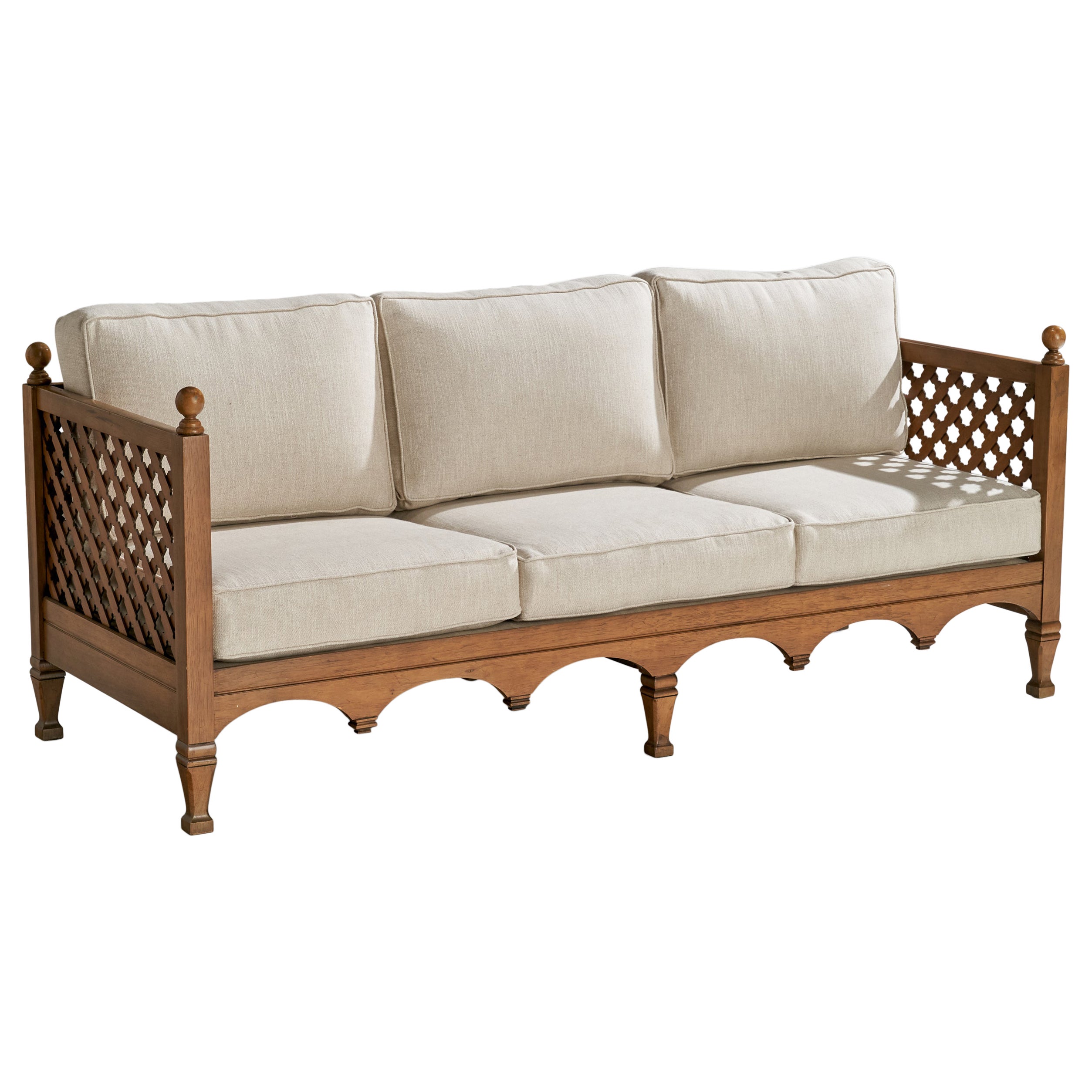 Drexel, Sofa, Oak, Fabric, USA, 1950s