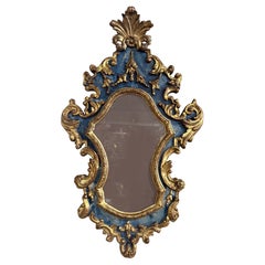 18th Century Italian Carved Baroque Giltwood and Painted Wall Frame