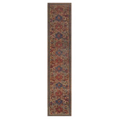 Runner Oushak antico multicolore floreale tessuto a mano