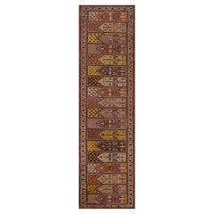 Antique Traditional Hand-Woven Wool Paneled Khotan Runner